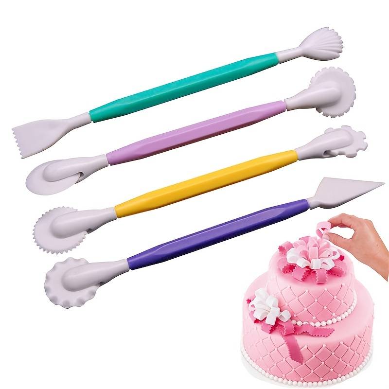 4pcs/set Fondant Cake Decorating Modelling Tools, 8 Patterns Flower  Decoration Pen, Pastry Carving Cutter, Baking Craft Molds, Double-Head  Suitable Fo